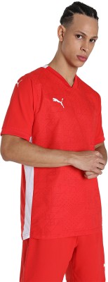 PUMA Colorblock Men V Neck Red T-Shirt