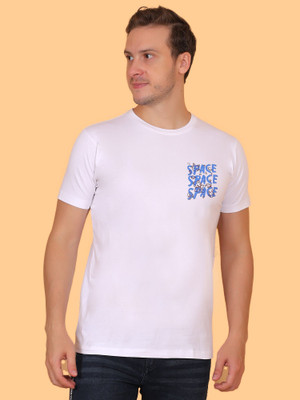 ZULX Printed, Typography Men Round Neck White T-Shirt