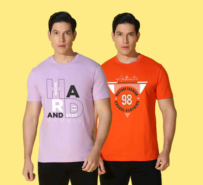 WOOSTRO Printed Men Round Neck Multicolor T-Shirt