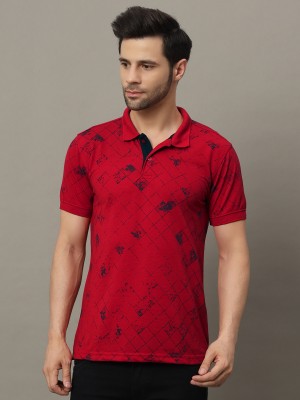 METRONAUT Printed Men Polo Neck Red T-Shirt