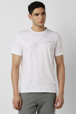 VAN HEUSEN Self Design Men Round Neck White T-Shirt