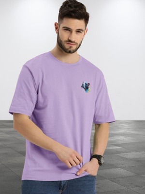 Dark Drive Printed Men Round Neck Purple T-Shirt