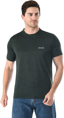 playR Printed Men Round Neck Green T-Shirt