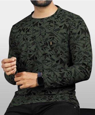 Printed Men Dark Green T-Shirt