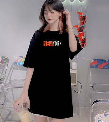 EKADRAVIN Graphic Print Women Round Neck Black T-Shirt