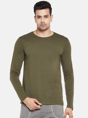 OrrganicChics Solid Men Round Neck Green T-Shirt