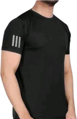 Kanav Solid Men Round Neck Black T-Shirt