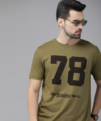 Roadster Typography Men Round Neck Green T-Shirt