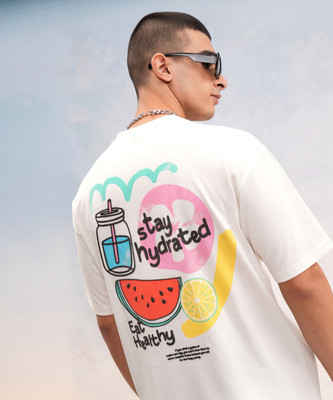 HIGHLANDER Printed Men Round Neck White T-Shirt