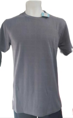 LR Fashion Solid Men Round Neck Grey T-Shirt