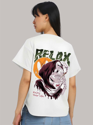 SZN Graphic Print Women Round Neck White T-Shirt