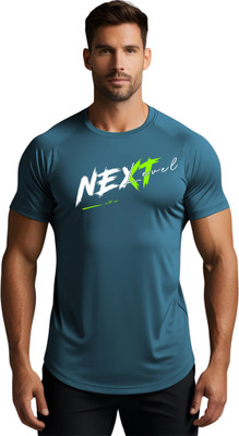 3colors Printed Men Round Neck Blue T-Shirt