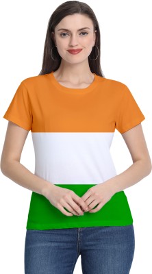 Kabuki Colorblock Women Round Neck Multicolor T-Shirt