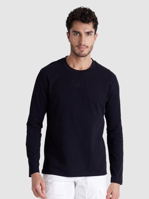 OrrganicChics Solid Men Round Neck Black T-Shirt