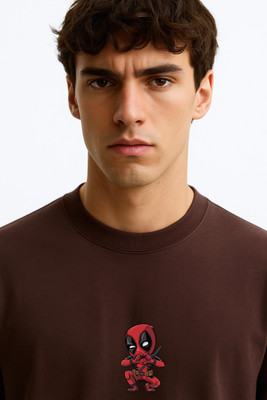 Teesverse Superhero Men Round Neck Brown T-Shirt