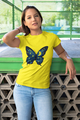 PD CLORI Graphic Print Women Round Neck Yellow T-Shirt