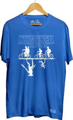 THE PRINT PLATTER Printed Men Round Neck Light Blue T-Shirt