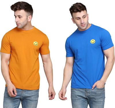 Blisstone Solid Men Round Neck Orange T-Shirt