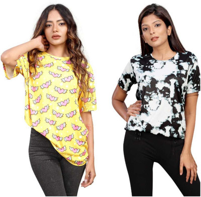 Apache Printed Women Round Neck Multicolor T-Shirt