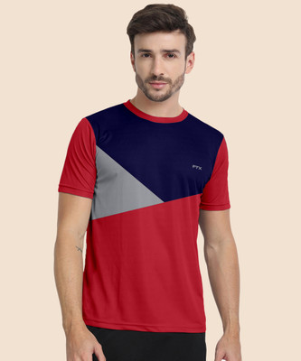 FTX Colorblock Men Round Neck Multicolor T-Shirt