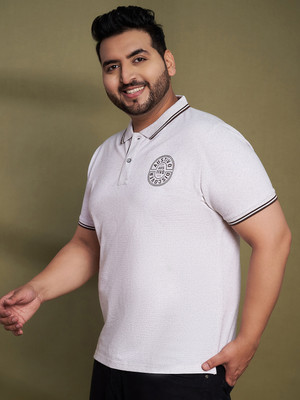 Austivo Solid Men Polo Neck Grey T-Shirt
