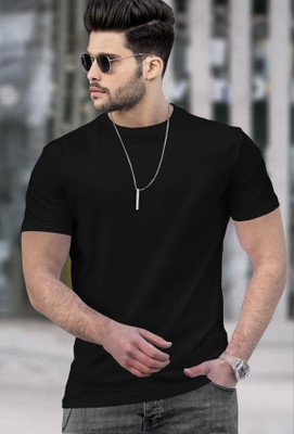 TRIPR Solid Men Round Neck Black T-Shirt