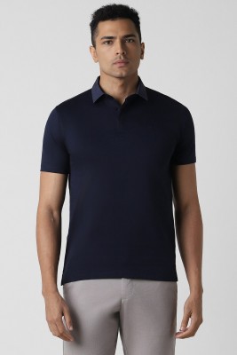 VAN HEUSEN Solid Men Polo Neck Blue T-Shirt