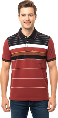 meteapparels Striped Men Polo Neck Multicolor T-Shirt