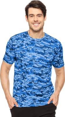 TQH Printed Men Round Neck Light Blue T-Shirt