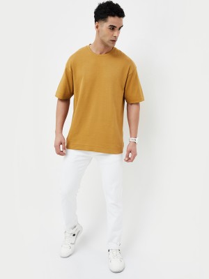 CODE by Lifestyle Solid Men Round Neck Brown T-Shirt