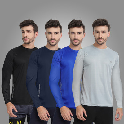 FTX Solid Men Round Neck Multicolor T-Shirt