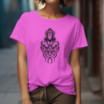 IMPRESSSO Graphic Print Women Round Neck Pink T-Shirt