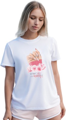 JAVA IMPRESSIONS Graphic Print Women Round Neck White T-Shirt