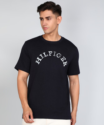 TOMMY HILFIGER Printed Men Crew Neck Navy Blue T-Shirt