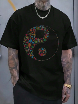 HASTEN Printed Men Round Neck Black T-Shirt