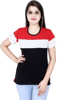 KG Best Collection Solid Women Round Neck Black, Red, White T-Shirt