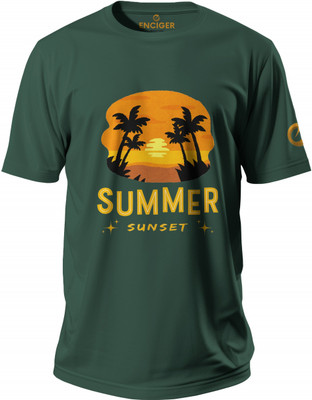 Enciger Printed Men Round Neck Green T-Shirt