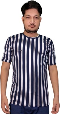 Priyanka Striped Men Crew Neck Multicolor T-Shirt