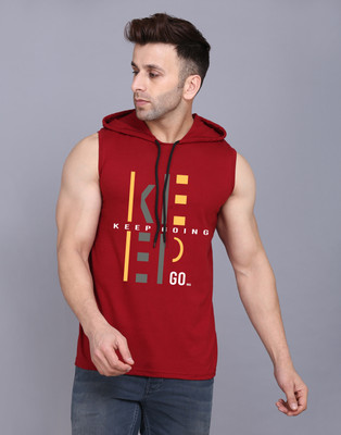SLOWLORIS Typography Men Scoop Neck Maroon T-Shirt