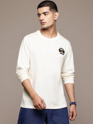 Roadster Solid Men Round Neck White T-Shirt