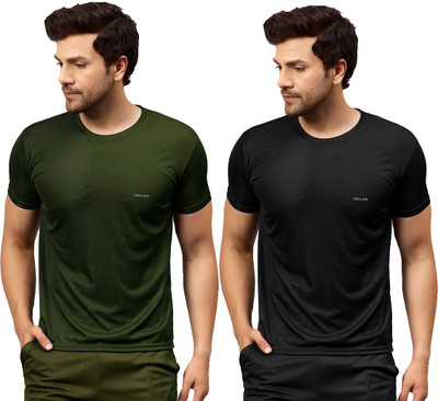 UDI n ADI Solid Men Round Neck Black T-Shirt
