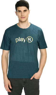 playR Printed Men Round Neck Blue T-Shirt
