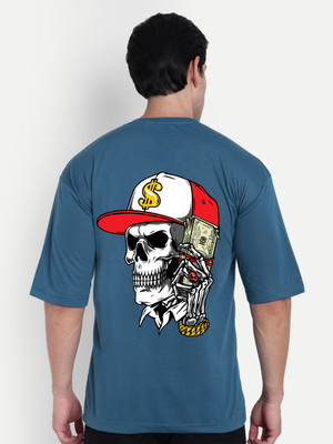 HouseOfCommon Graphic Print Men Round Neck Blue T-Shirt