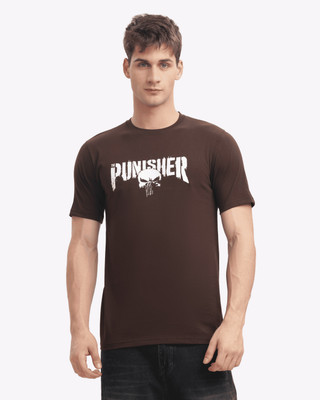 Tillto Graphic Print Men Round Neck Reversible Brown T-Shirt