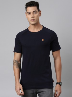 Dixcy Scott Maximus Solid Men Round Neck Dark Blue T-Shirt