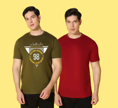 WOOSTRO Printed Men Round Neck Multicolor T-Shirt