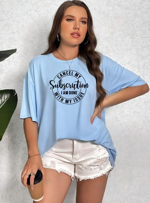 FLUFFYY ENTERPRISE Printed Women Round Neck Purple T-Shirt