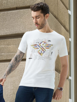 Status Quo Printed Men Round Neck White T-Shirt
