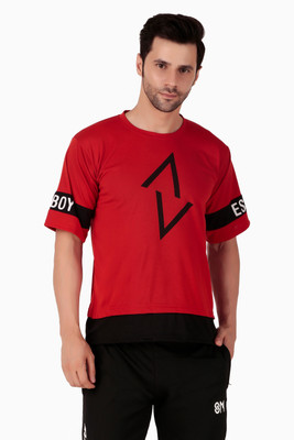 cnw Printed Men Round Neck Red T-Shirt