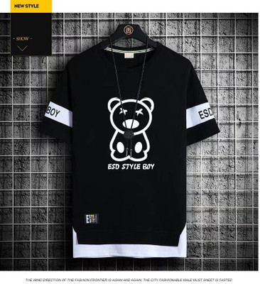 NB Printed Men Round Neck Black T-Shirt